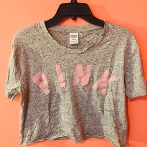 Loose Grey PINK Crop Top